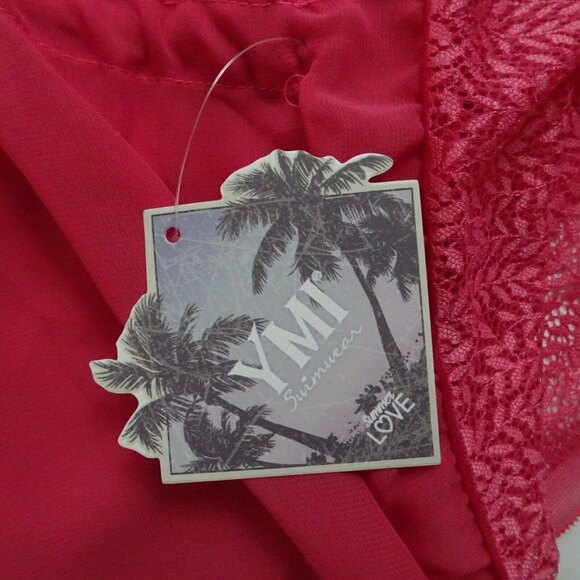 NWT YMI Swimwear Swim Cover-Up Wrap Shawl Topper Lightweight Sheer Lace Pink M - Picture 9 of 12